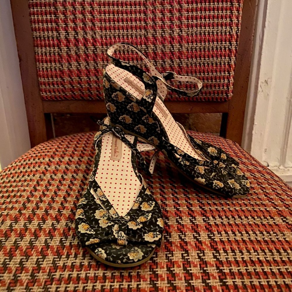 Floral Wedge Sandals by "But Another Innocent Tale..." Size 7.5